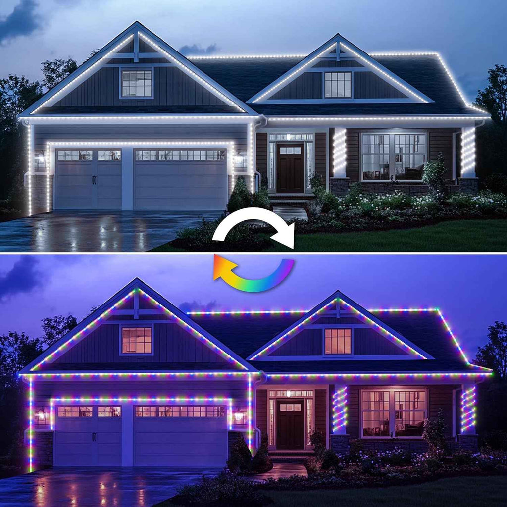 100FT 720 LED Waterproof Rope Lights with Remote, 8 Modes and 4 Brightness Tube Lights for Christmas, Bedroom, Patio, Outside, Garden, Indoor Outdoor Decoration (White and Multicolor Change)