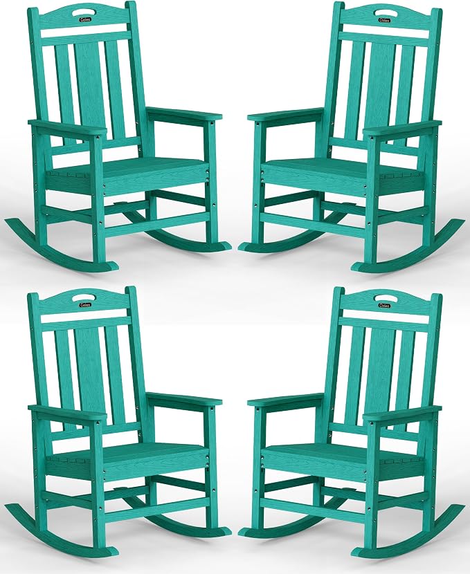 Ciokea Oversized Outdoor Rocking Chairs Set of 4, 380lbs Heavy-Duty Large Patio by CIOKEA