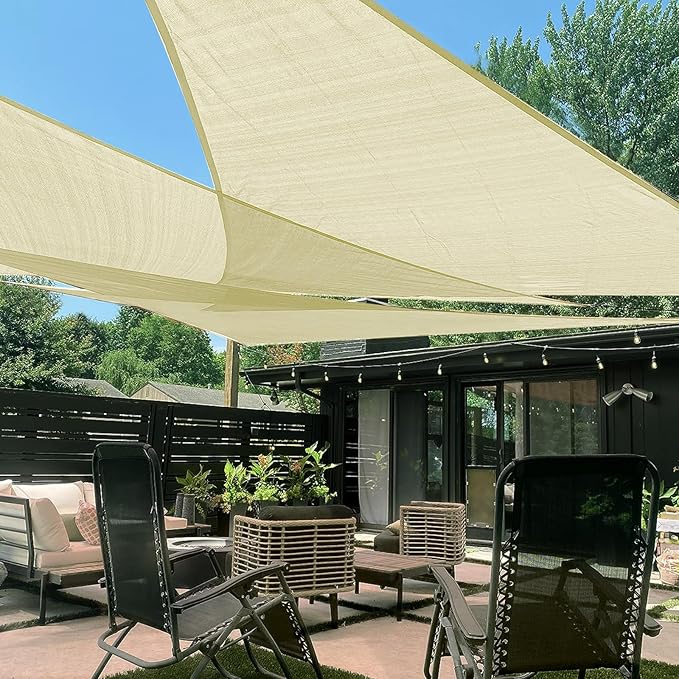 LOVE STORY Custom Size 19'x19'x19' Butter Cream Sun Shade Sail Triangle by LOVESTORY