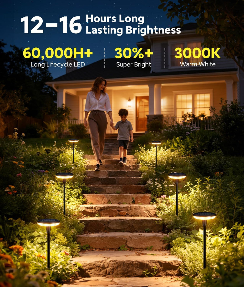 LETMY Solar Pathway Lights Outdoor, 8 Pack Bright Solar Garden Lights | 8 Bright LED, 3000K Warm White, 12-16H Runtime, IP65 Waterproof, Auto On/Off, Landscape Lighting for Yard, Path & Garden Lawn