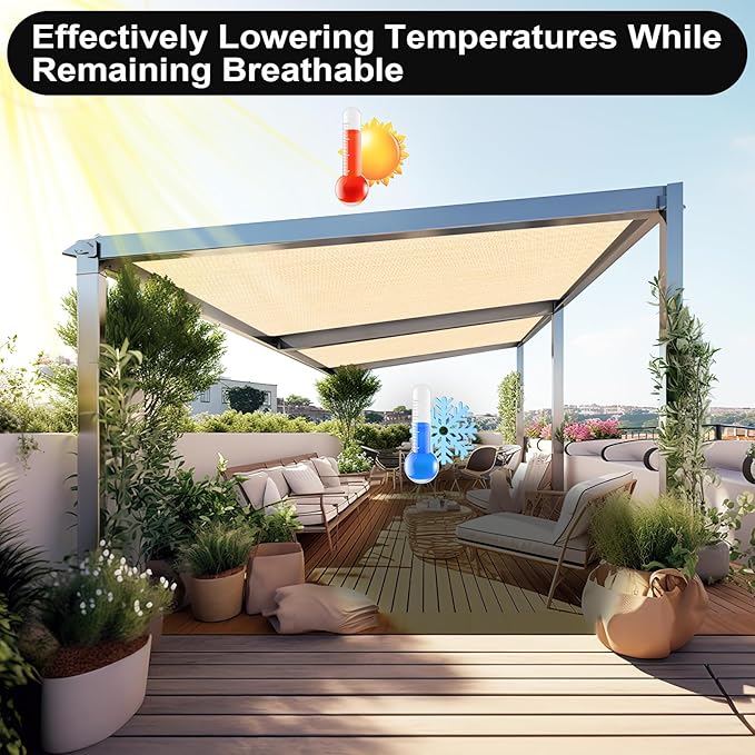 Artpuch 90% Sun Shade Cloth, 10 x 10 FT Pergola Shade Cover Canopy - Image 6