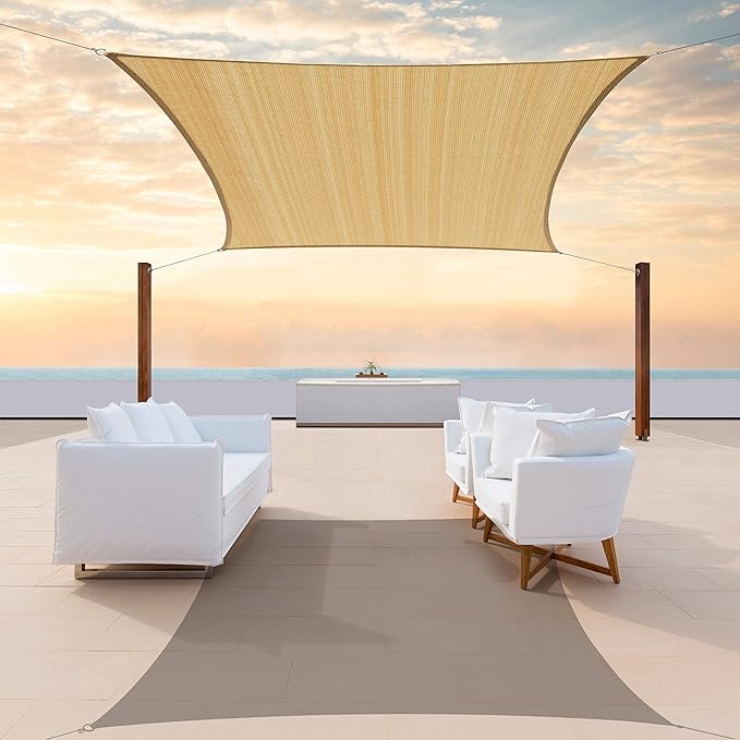 ColourTree TAPR1616 Custom Size 21' x 23' Sand Beige Sun Shade Sail Canopy UV by ColourTree