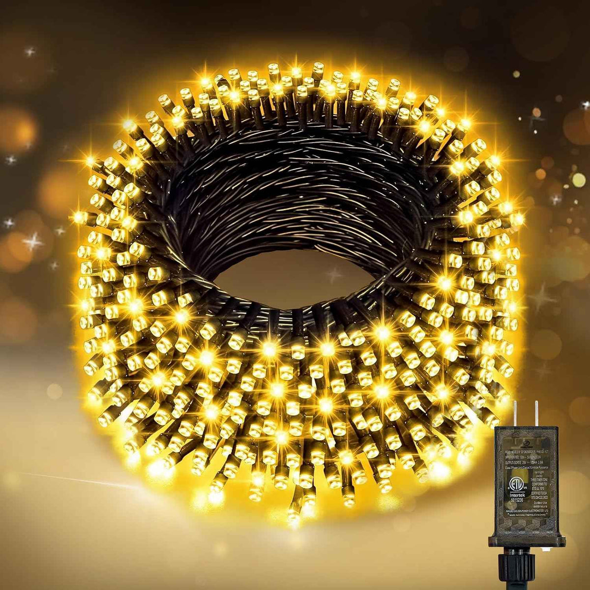 Nisocy 33FT LED String Lights Outdoor Waterproof – Warm White Fairy Lights with Plug, Connectable Christmas Tree Lights for Patio, Garden, Bedroom, Wedding, Party, Decor