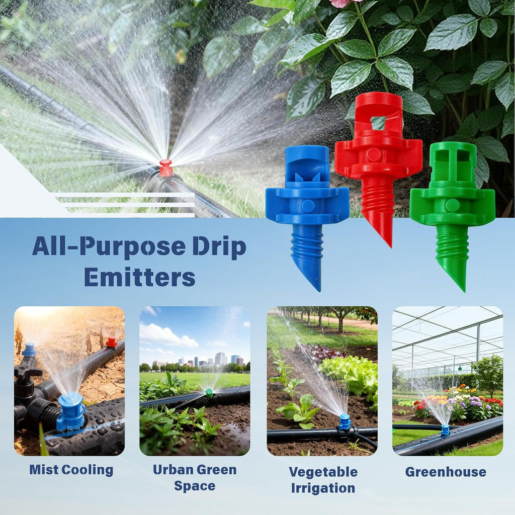 150-Piece Refraction Mist Sprinkler Heads Kit - 90°/180°/360° Multi-Angle Options | Professional Plant Watering Devices Compatible with Drip Irrigation System for Yard & Lawn