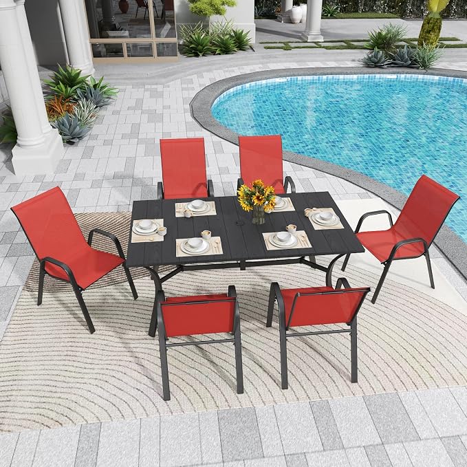 Patio Chairs Set of 4, Stackable Outdoor Dining Chairs - Image 4