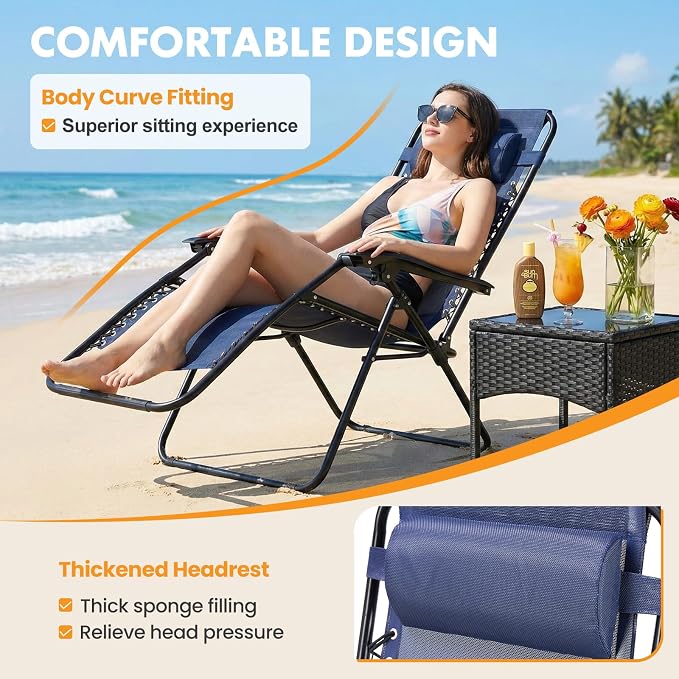 NEWBULIG Zero Gravity Chair Set of 2, Lounge Chair Folding Portable Adjustable - Image 5
