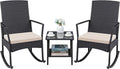 Greesum 3 Pieces Patio Furniture Set Outdoor Wicker Rocking Chairs by BuynowfromGreesum