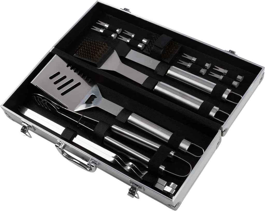 16-Piece BBQ Grill Accessories Set - Barbecue Tool Kit with Aluminum Case for Home Grilling - Great Gift for Birthday or Father’s Day by Home-Complete