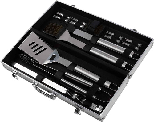 16-Piece BBQ Grill Accessories Set - Barbecue Tool Kit with Aluminum Case for Home Grilling - Great Gift for Birthday or Father’s Day by Home-Complete