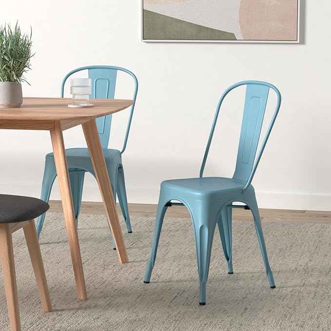 Nazhura Metal Dining Chair Farmhouse Tolix Style
