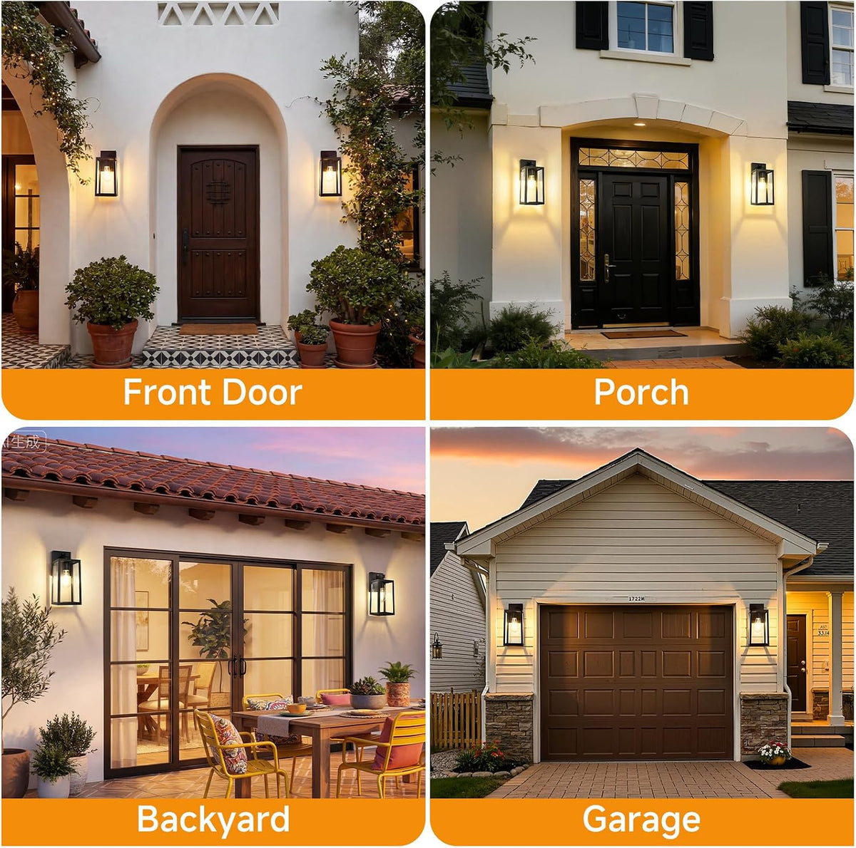 13" Dusk to Dawn Sensor Outdoor Wall Lighting, Large Waterproof Wall Sconce | Porch Lantern Fixture, E26 Socket & Glass Shade, Waterproof, Matte Black Wall Mount Lighting for Patio Front Door Entryway