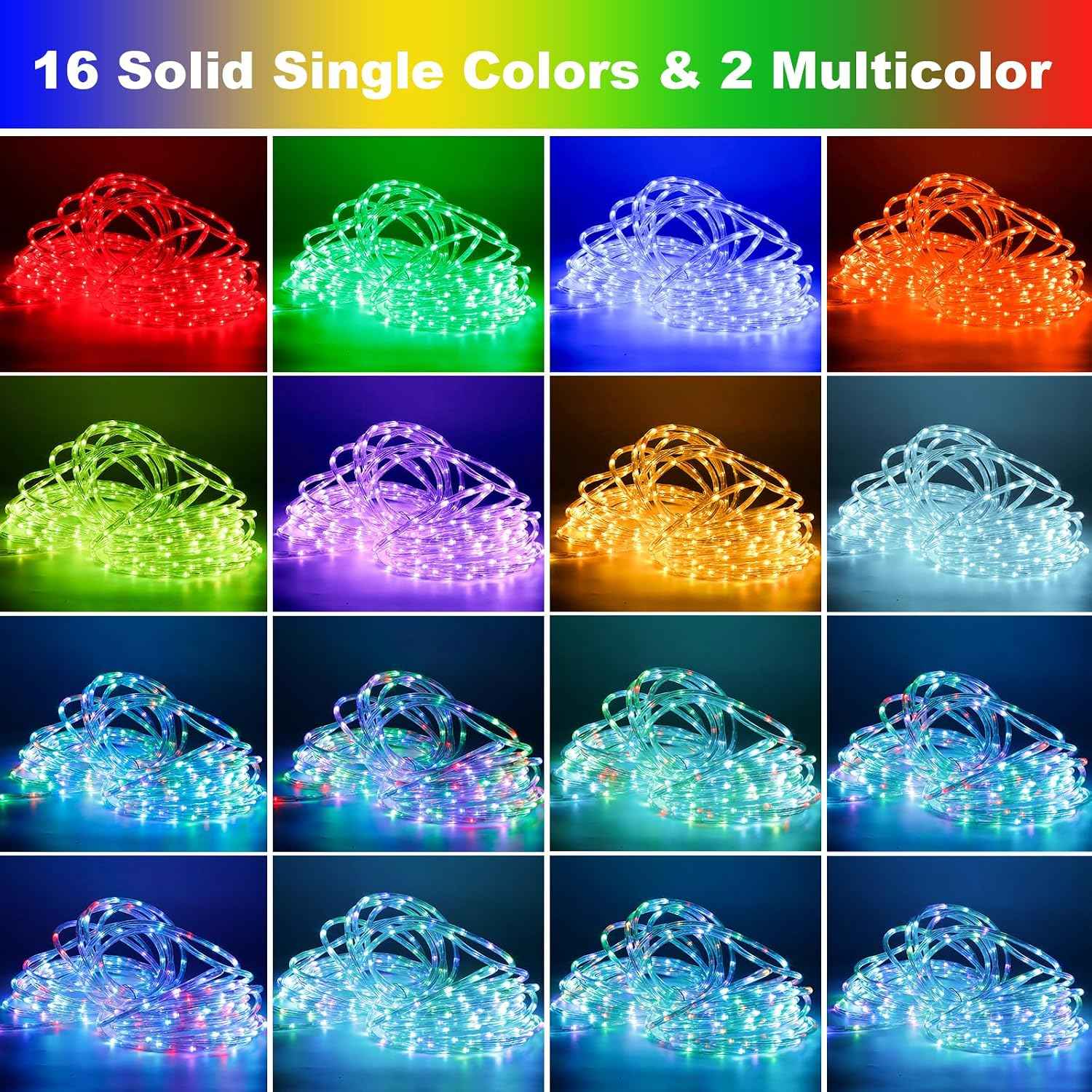 26ft 160LED Rope Lights for Outside, Color Changing Rope Lights Indoor Outdoor with Remote, 16 Colors Waterproof Christmas Light Outdoor for Deck, Patio, Pool, Camping, Bedroom, Landscape Decorations