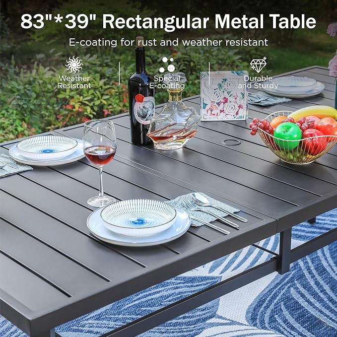 PHI VILLA 9 PCS Patio Dining Set, Aluminum Outdoor Furniture, Patio Table and - Image 6