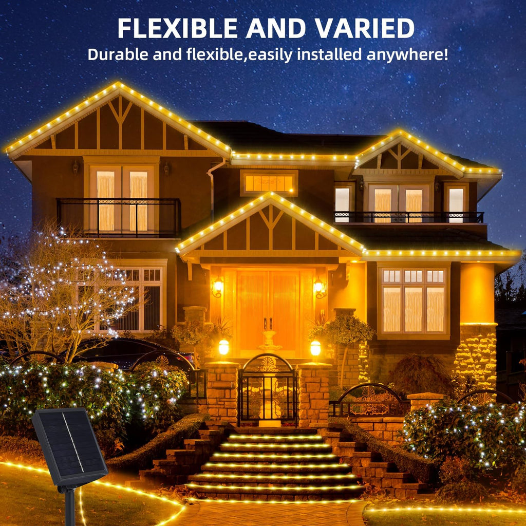 Solar String Lights Outdoor Waterproof – 120 LED 40ft Rope Lights with 8 Modes, Fairy Lights for Patio, Garden, Tree, Christmas, Wedding, Yard, Fence, Party, Indoor & Outdoor Decor（Warm White）