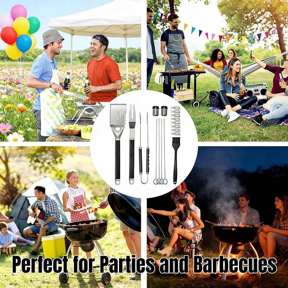18-Piece BBQ Grill Tools Set, Heavy Duty Stainless Steel Grilling & BBQ Accessories, for Dad, for Mom, Birthday Gifts for Men, Outdoor Grill Kit with Storage Box