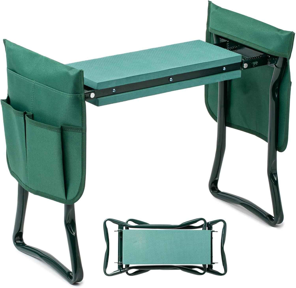 Garden Kneeler and Seat, Foldable Kneeling Stool with Thicker EVA Foam Pad, Heavy Duty Bench with Tool Pouch, Gifts for Outdoor Gardening, Fishing, Green, Arbor Day Gift