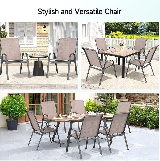 Patio Chairs Set of 2, Easily Set Up Stackable Outdoor Dining Chairs - Image 8