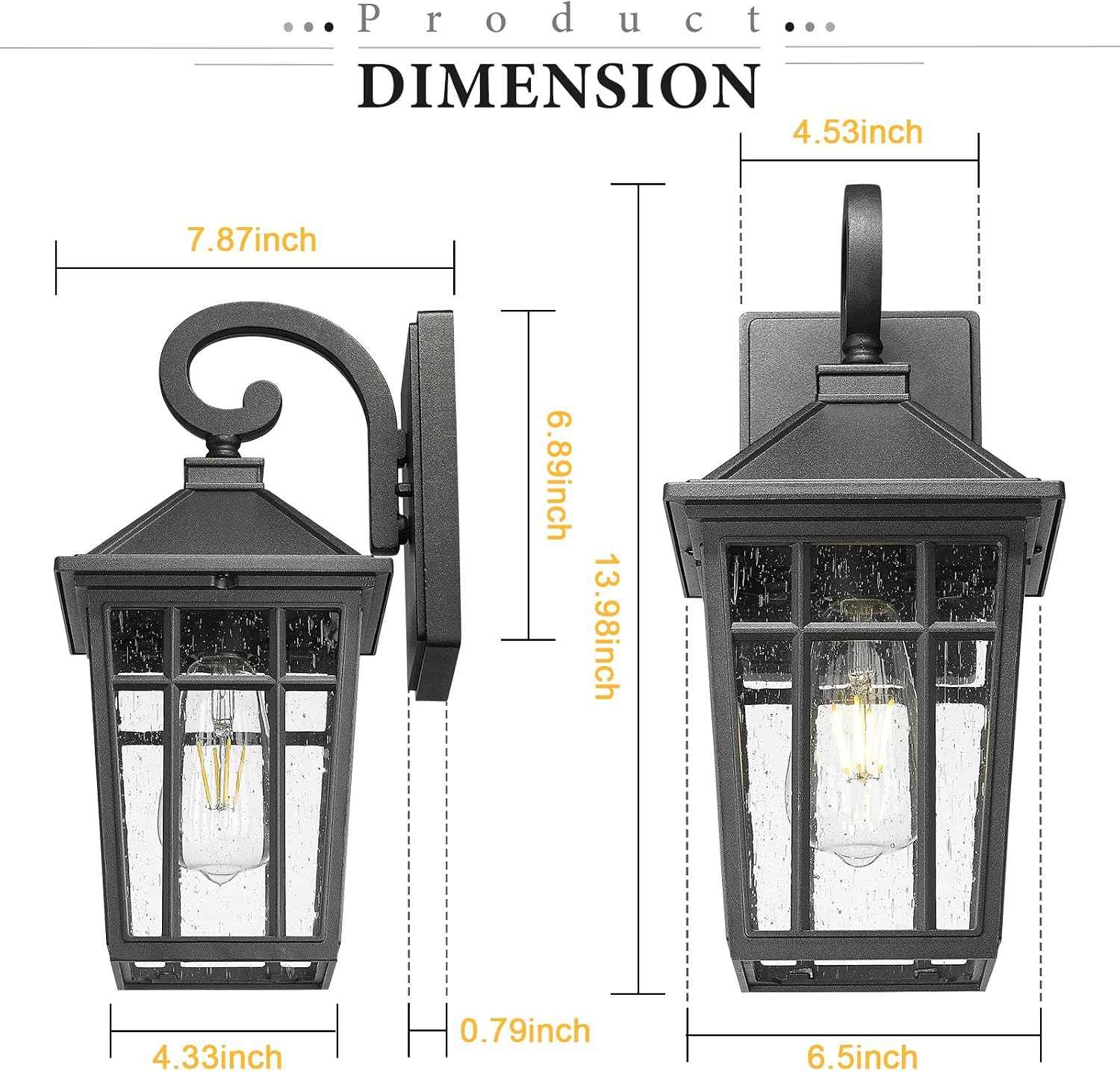 Darkaway Outdoor Wall Lights for House, Exterior Lighting Fixtures Wall Mount Outdoor Porch Lights Waterproof Black Outdoor Sconce Lights with Seeded Glass for Patio Hallway Garage