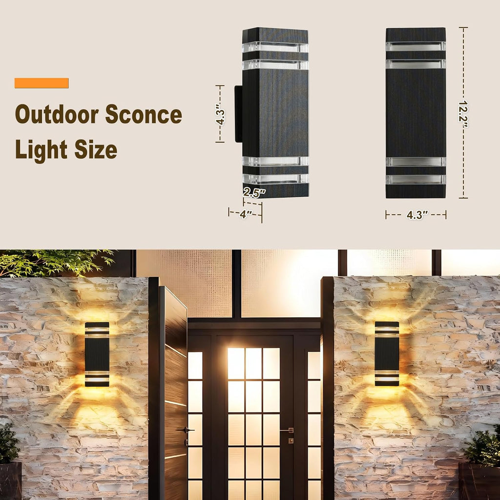 LMP LED Outdoor Wall Light, Aluminum IP65 Waterproof Porch Lights | Up and Down,3000K 5W G10 Bulbs Included,ETL Certified, Outside Wall Exterior Lighting Fixtures for House, Front Door, Garage