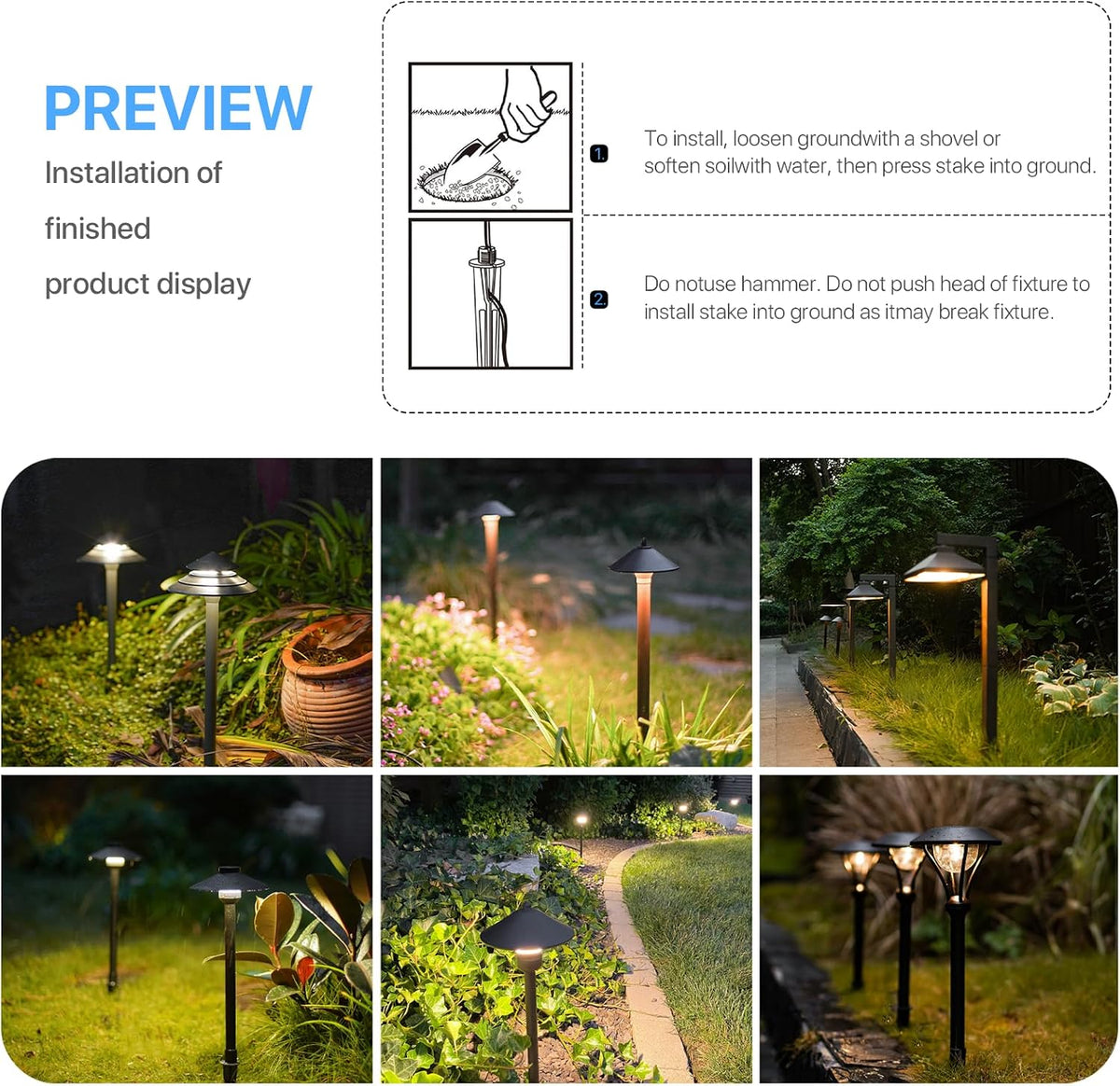 GOODSMANN 2PCS Metal Spikes Stakes with Male Thread 3/4-14NPSM 0.77IN for Low Voltage Landscape Lights Compatible with GOODSMANN Landscape Lights 9920-1838-02