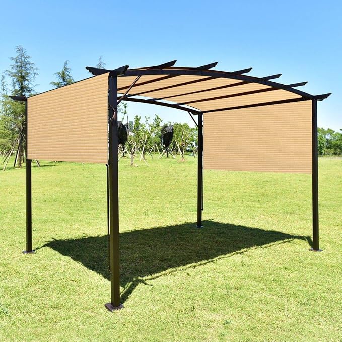 Eden's Decor Straight Flat-Edged Sun Shade Sail Rectangular 8' x 20' Beige - Image 5