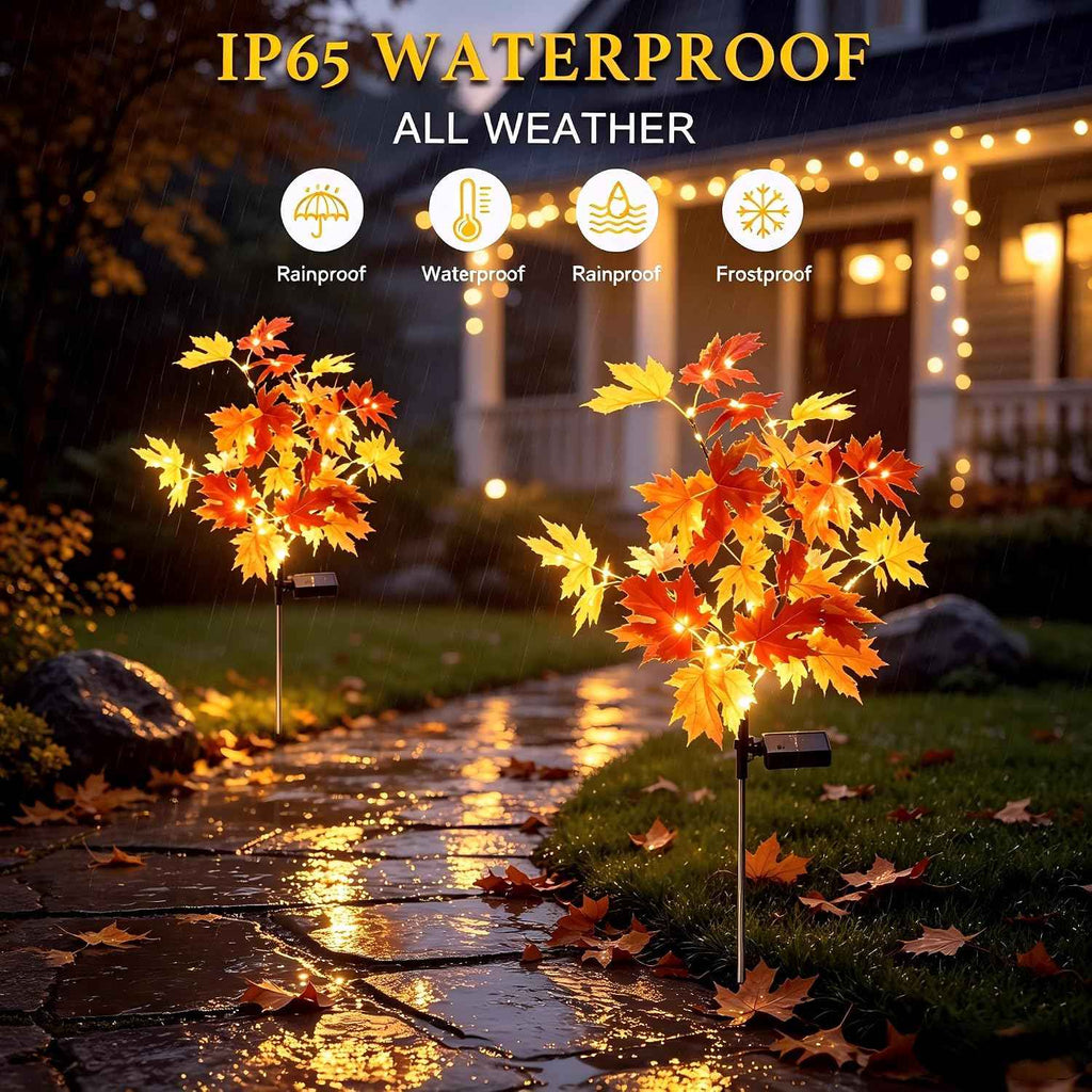 4 Pack Fall Solar Lights,Maple Leaf Solar Stake Lights Outdoor Decorations | 276 LED Fall Solar Lights Outdoor Decorative IP65 Waterproof for Yard,Patios,Pathway,Garden,Harvest,Halloween,Thanksgiving