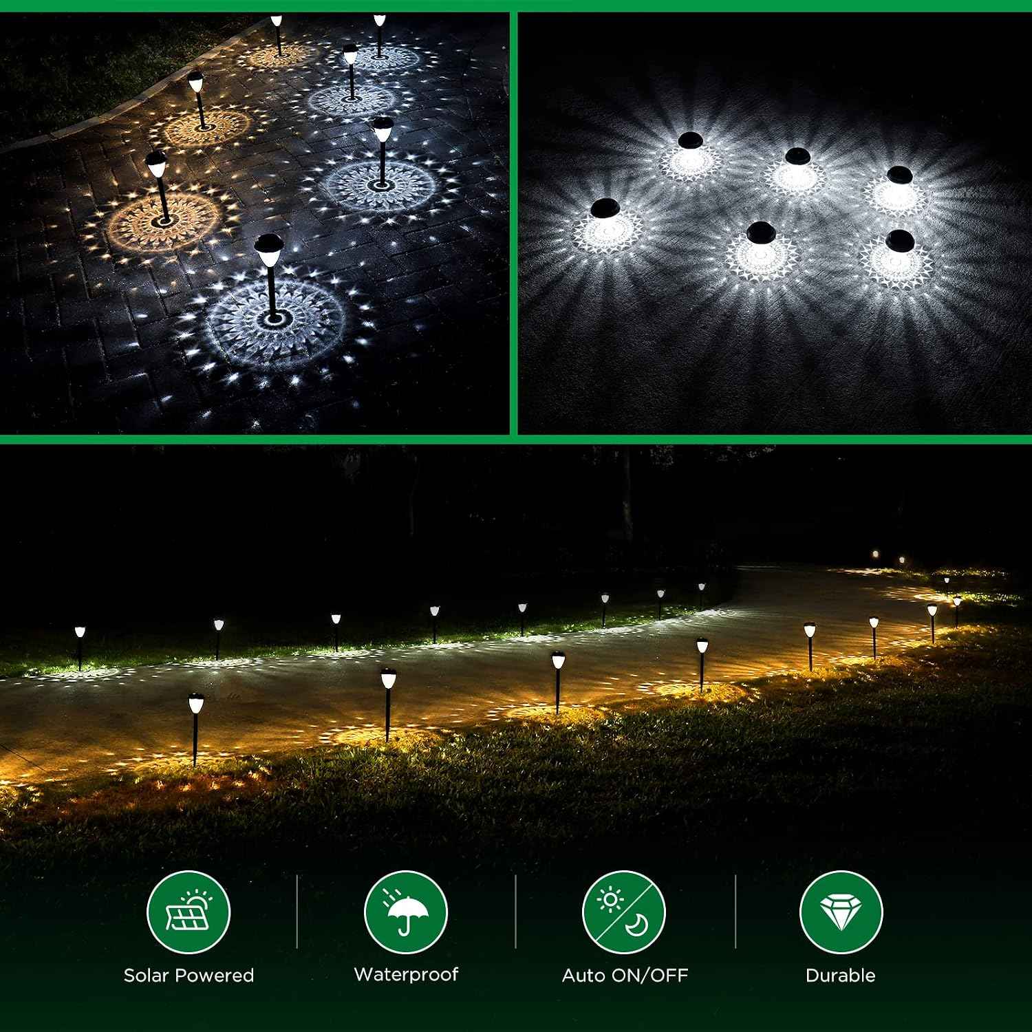 URAGO Super Bright Solar Lights Outdoor Waterproof-10 Pack, Dusk to Dawn Up to 12 Hrs Solar Powered Outdoor Pathway Garden Lights Auto On/Off, LED Landscape Lighting Decorative for Walkway Patio Yard