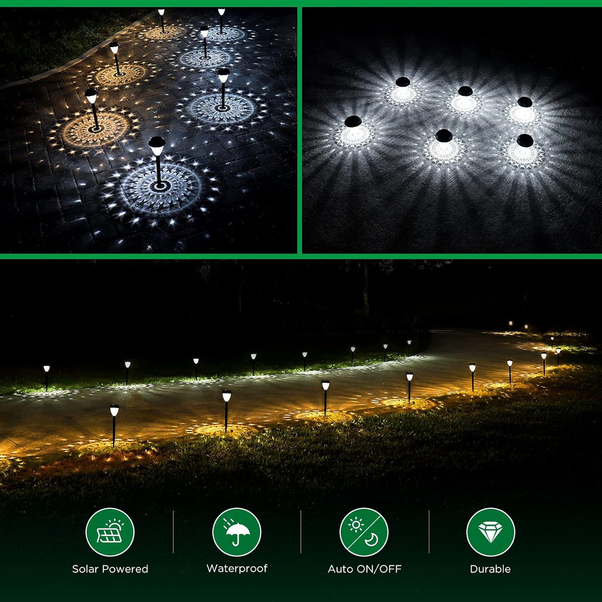 URAGO Super Bright Solar Lights Outdoor Waterproof-10 Pack, Dusk to Dawn Up to 12 Hrs Solar Powered Outdoor Pathway Garden Lights Auto On/Off, LED Landscape Lighting Decorative for Walkway Patio Yard