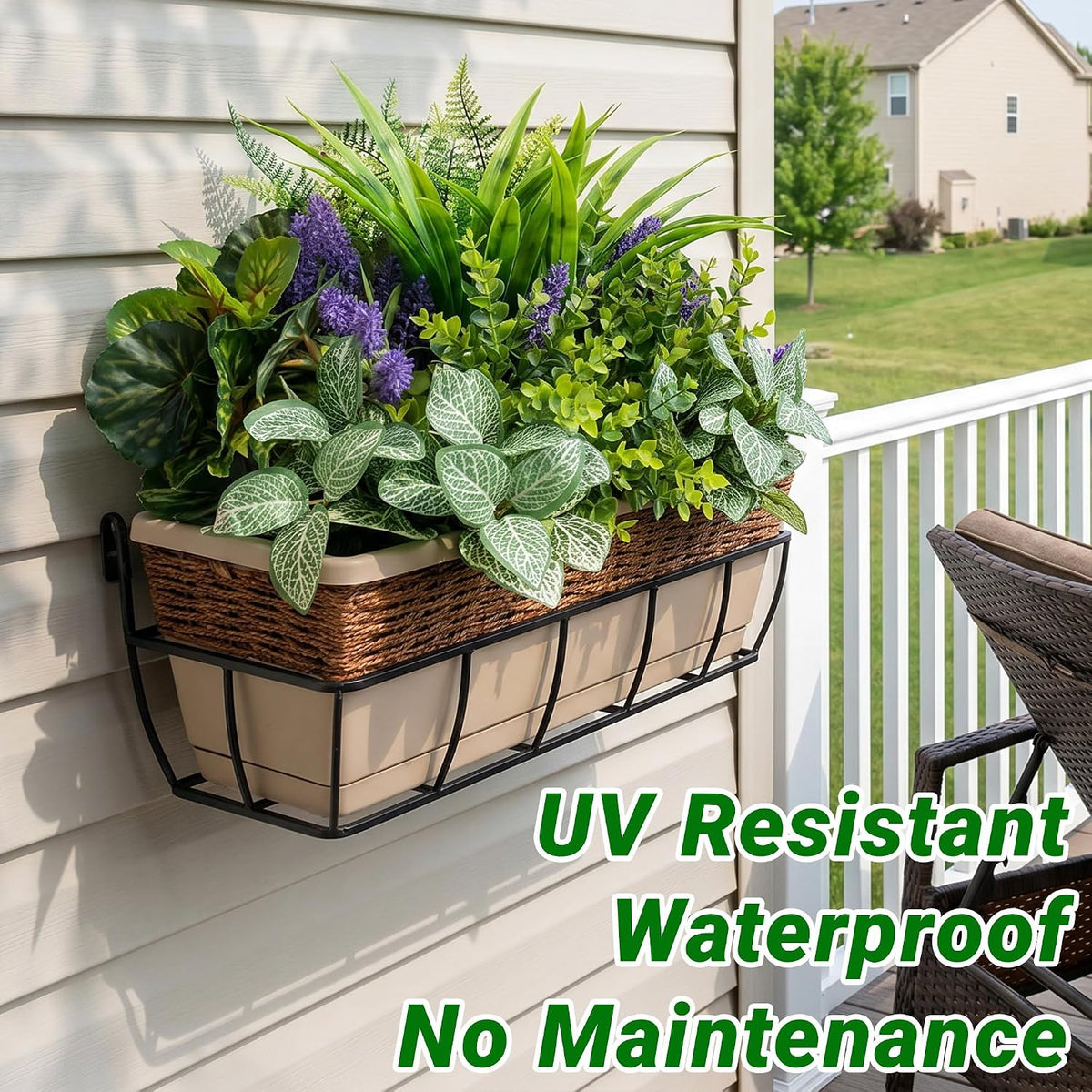 LUNETH 12PCS Artificial Plants Outdoor, Faux Plants UV Resistant Realistic Artificial Greenery for Patio Garden Front Porch Decor Fake Plants for Outdoor