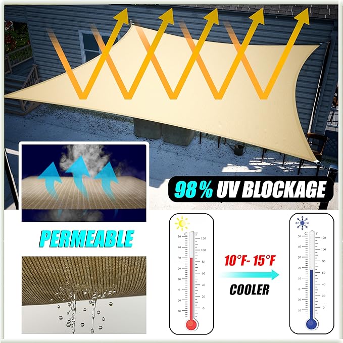 Amgo 8' x 8' x 8' Red Triangle Sun Shade Sail UPF50+ Canopy Awning AGSLT - Image 4