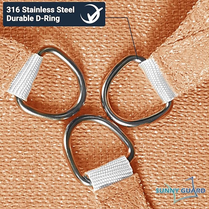 SUNNY GUARD Custom Size 8'x9' Peach Fuzz Sun Shade Sail Rectangle UV Block Shade - Image 6