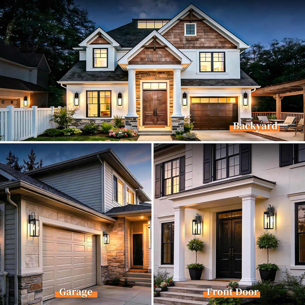 18'' Large Outdoor Wall Lights 2 Packs, Black Exterior Lighting Fixtures | Modern Outside Lights for House, Waterproof Outdoor Lighting Wall Sconce Lanterns for Porch, Garage, Farmhouse, Front Door