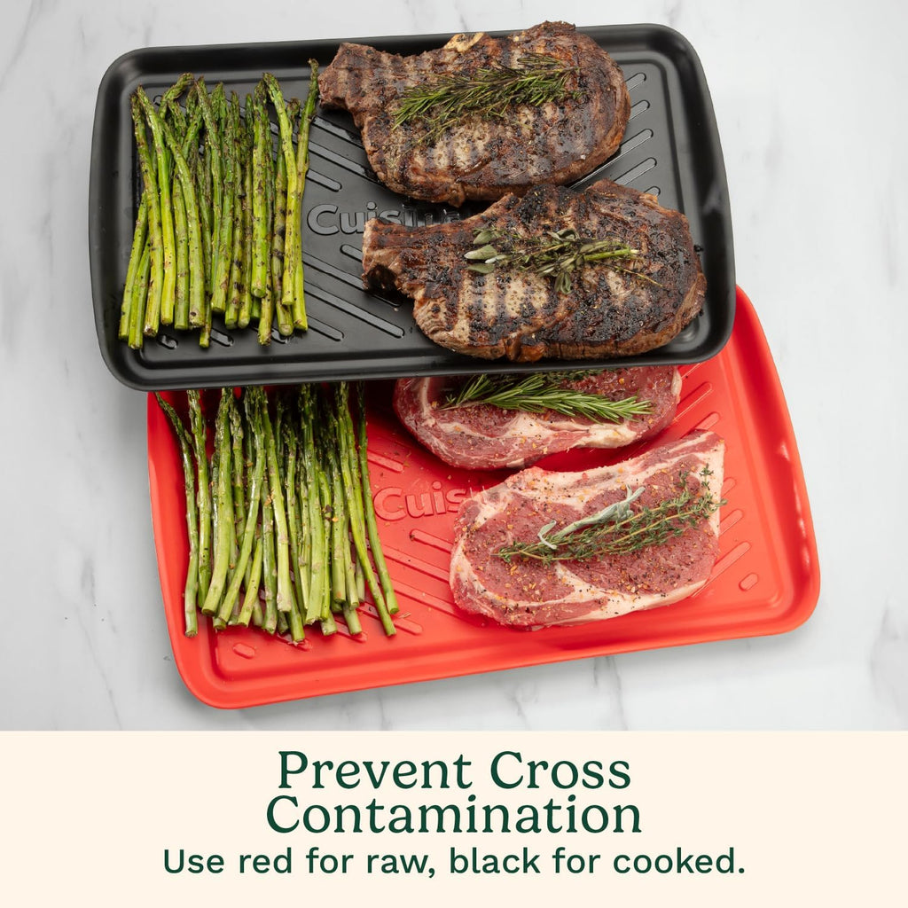 Cuisinart Grilling Prep and Serving Tray, Dishwasher-Safe, 2-Pc Nesting Set | 17-in x 10.5-in food tray set for prepping and serving, shatter-resistant melamine design fits 6 burgers, CPK-200