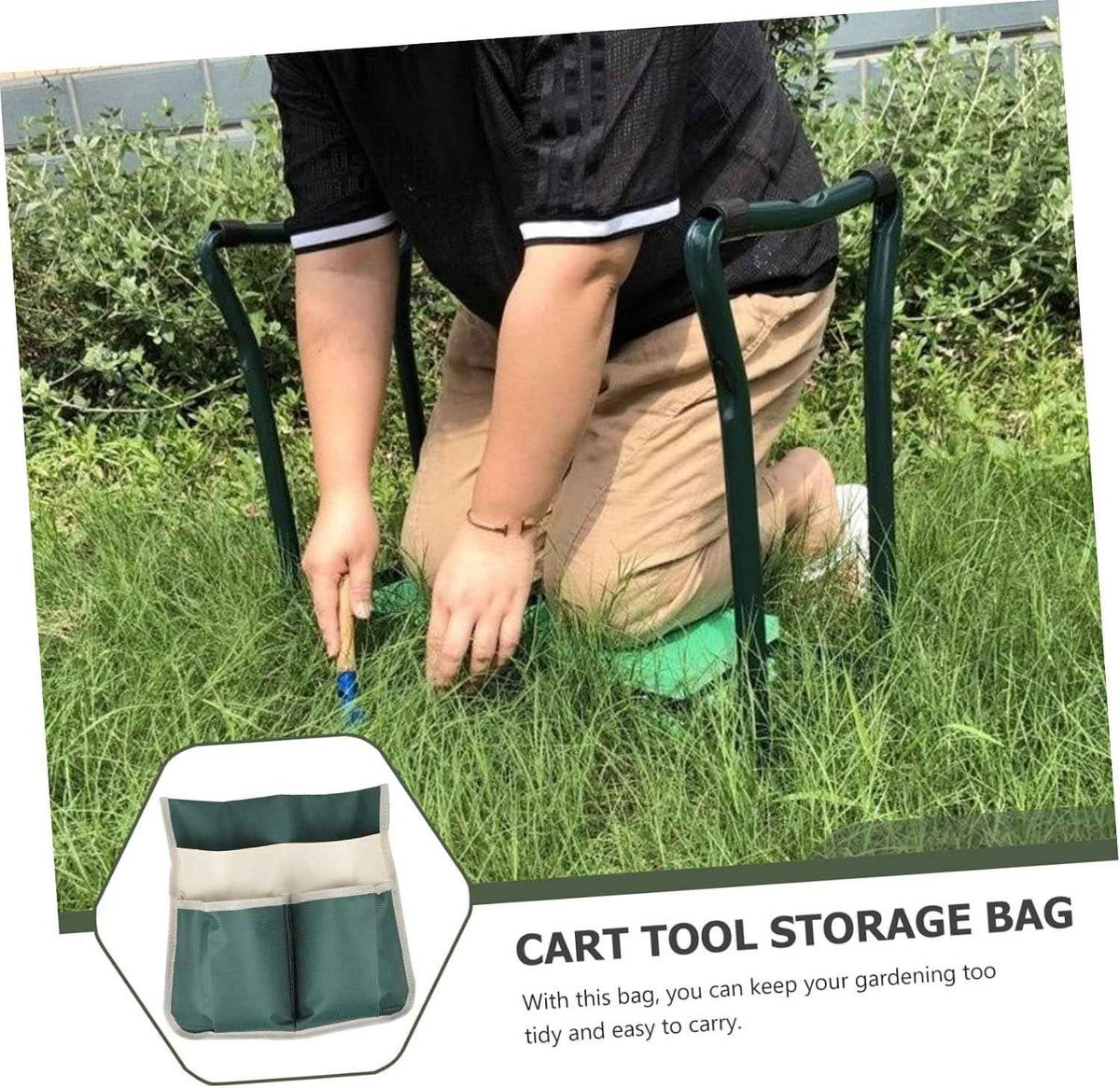 Garden Kneeler Tool Bag Large Multi-Pocket Tote with Durable 600D Fabric Storage Pouch for Gardening Tools Organizer and Easy Carry