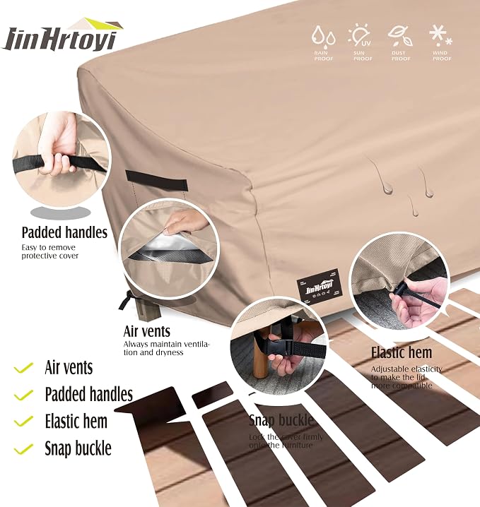 3-Seater Outdoor Couch Cover, 93Wx40Dx35H inches Outdoor Furniture Covers - Image 4
