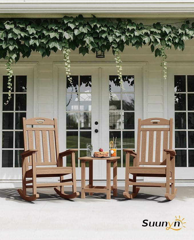 Oversized Rocking Chairs Outdoor Set of 2, High Back Porch Rocking Chair - Image 2