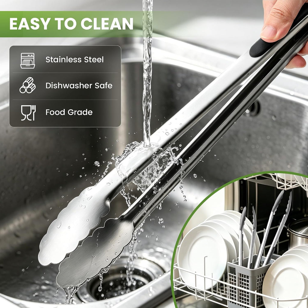 Grill Tongs, 17 Inch Extra Long Stainless Steel BBQ Tongs (17", 1PC) | For Cooking/Serving/Grilling | Heat-Resistant | Dishwasher Safe