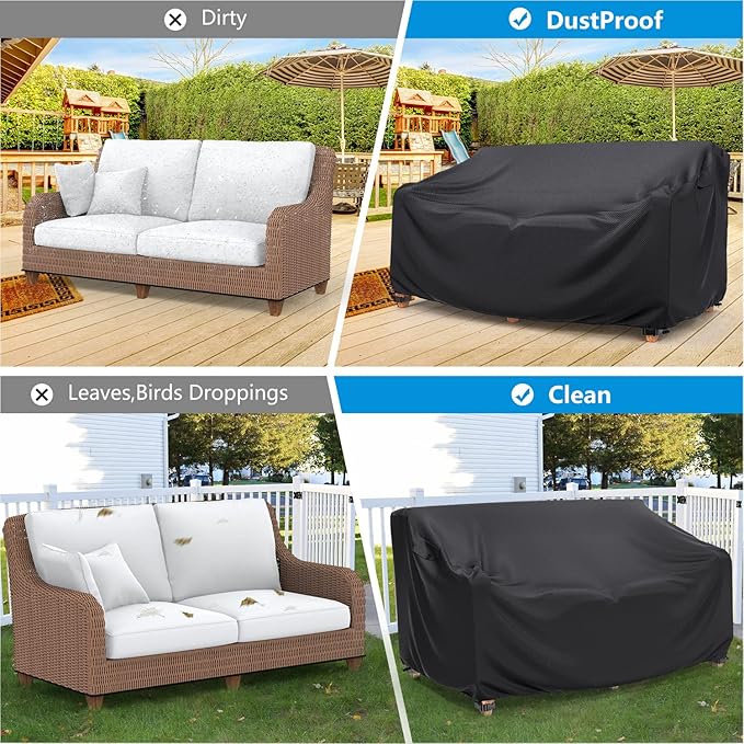 Heavy Duty Patio Sofa Cover Waterproof, Mrrihand 3-Seater Outdoor Sofa Loveseat - Image 5