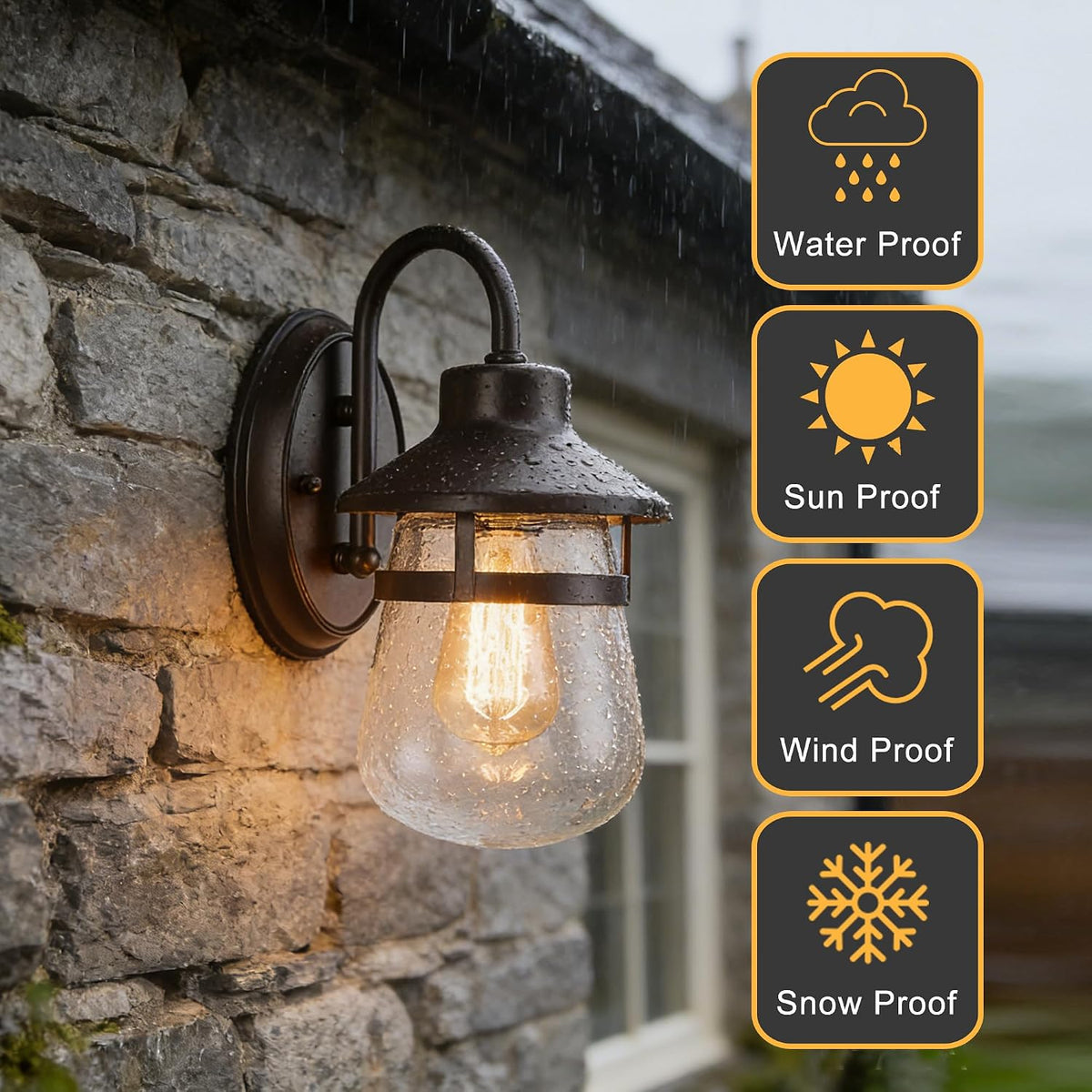 Tarentlight Outdoor Wall Sconce with Clear Seeded Glass Shade,Waterproof Exterior Fixture in Oil Rubbed Bronze Finish,Suit for Wet Locations,Easily Installed in Porch Patio Entryway,Doorway,Corridor