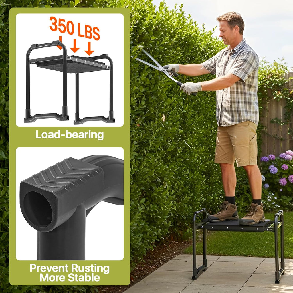 Garden Kneeler and Seat Heavy Duty, Wider and Thicker Kneeling Pad Stool | Foldable Gardening Kneeling Stool with 2 Tool Pouches, Gardening Gifts Tools for Women Mom Men Seniors Elder