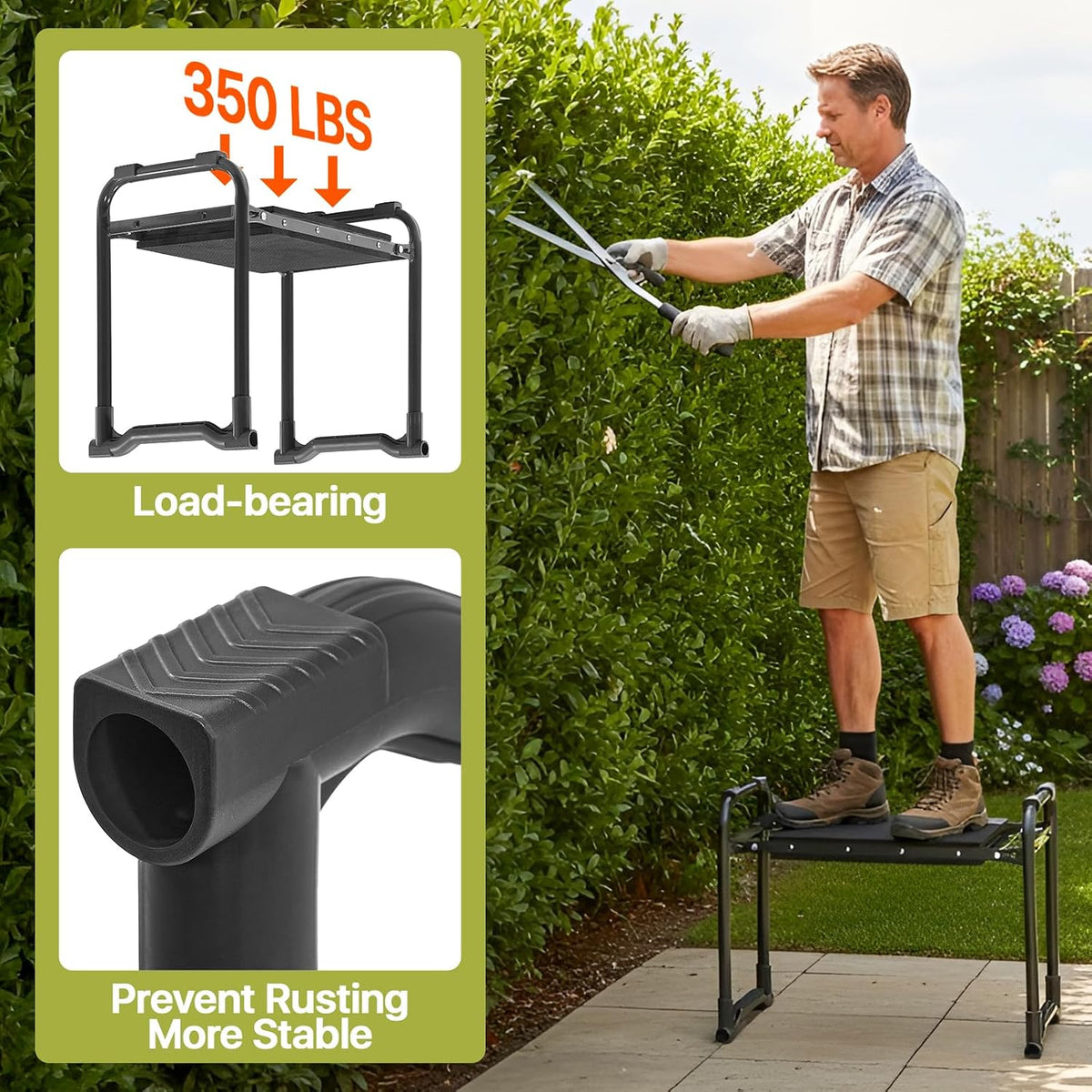 Garden Kneeler and Seat Heavy Duty, Wider and Thicker Kneeling Pad Stool | Foldable Gardening Kneeling Stool with 2 Tool Pouches, Gardening Gifts Tools for Women Mom Men Seniors Elder