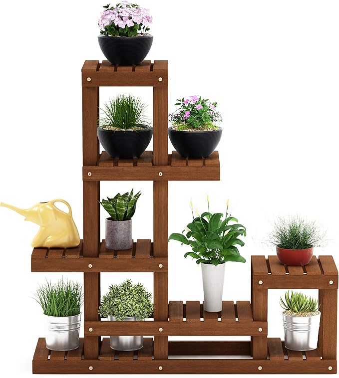 Furinno FG18451 Tioman Hardwood Patio Furniture Outdoor Flower Stand in Teak Oil - Image 2