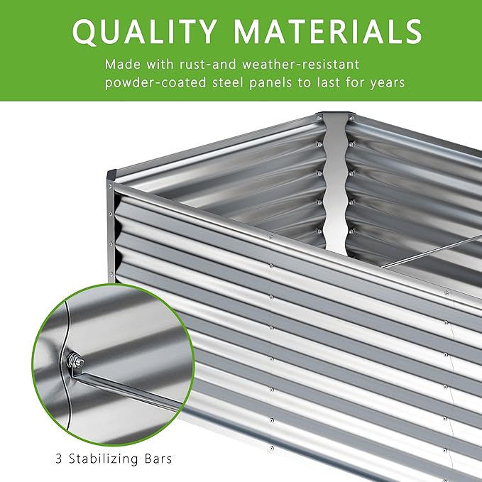 2PCS 8x4x1FT Galvanized Raised Garden Bed, Planter Raised Beds-Metal Garden Box - Image 4