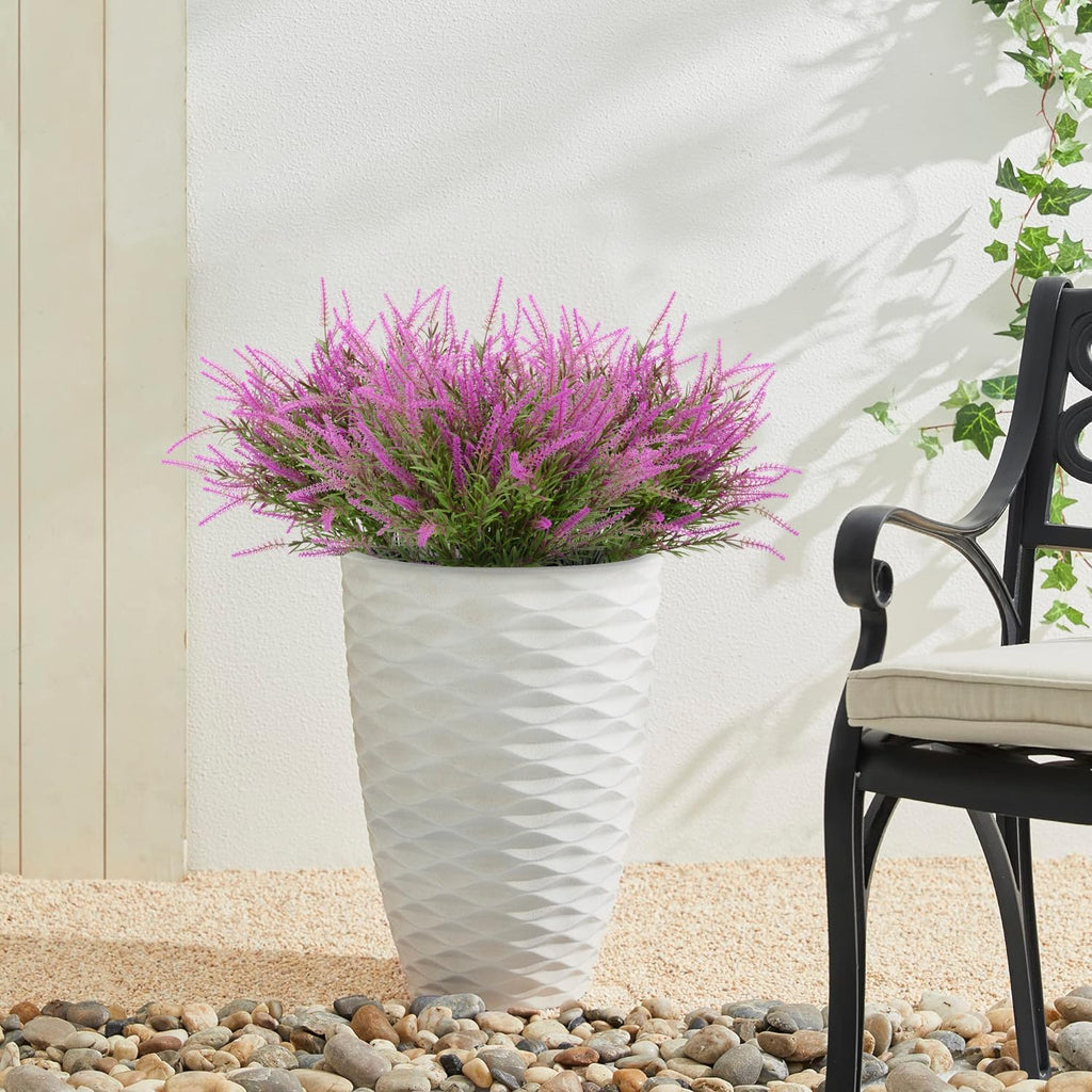 12 Bundles Outdoor Artificial Flowers Lavender Artificial Plants Fake Bushes Artificial Shrubs Greenery Plastic Outdoor UV Resistant Faux Lavender Purplish red