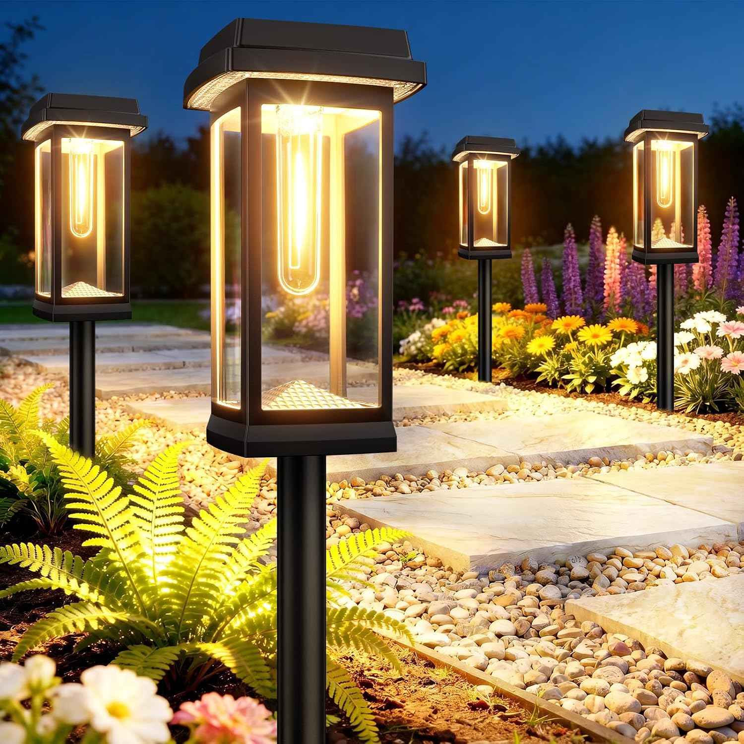 Solar Pathway Lights Outdoor, 8 Pack Upgraded Solar Garden Lights Solar Powered, Solar Lights Outdoor Waterproof IP65, 15 Hours Outdoor Solar Lights for Yard Patio Landscape Walkway Driveway Decor