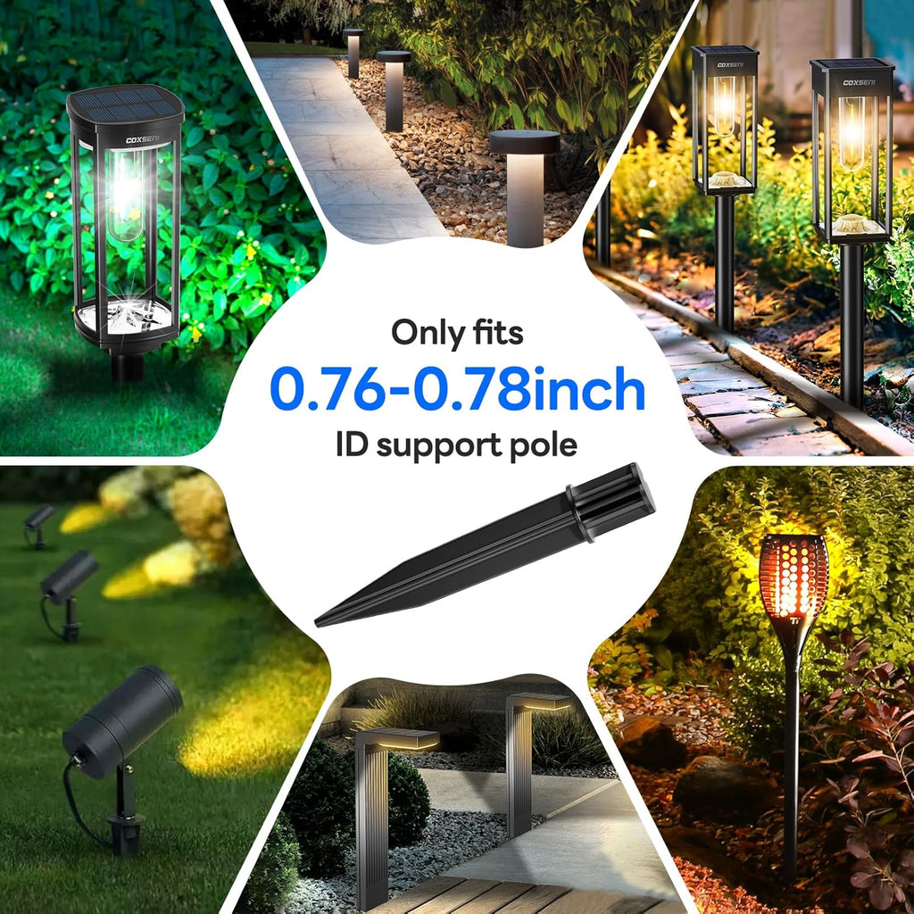 COXSENI Reinforced Ground Stakes, 0.75" x 5.12" for Solar Lights, 8 Pack | Heavy Duty ABS Plastic, Weather Resistant, Replacement Nails for Pathway, Garden, Torch & Landscape Lights