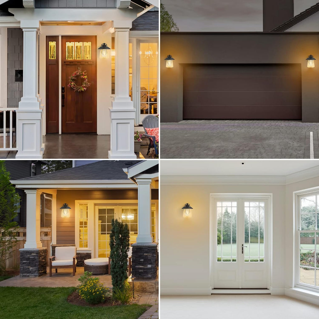 LUTEC Outdoor Indoor Wall Lantern, Farmhouse Barn Wall Sconce Lighting Fixture,Matte Black Finish Anti-Rust Wall Mount Light, Waterproof Wall lamp with Clear Glass for Porch, Exterior, Patio