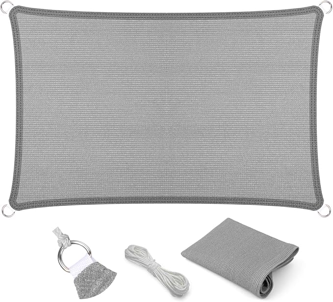 Eden's Decor Straight Flat-Edged Sun Shade Sail Rectangular 5' x 6' Grey by EdensDecorInc