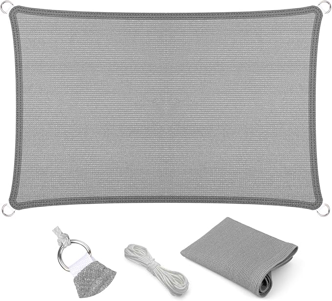 Eden's Decor Straight Flat-Edged Sun Shade Sail Rectangular 18' x 21' Grey by EdensDecorInc