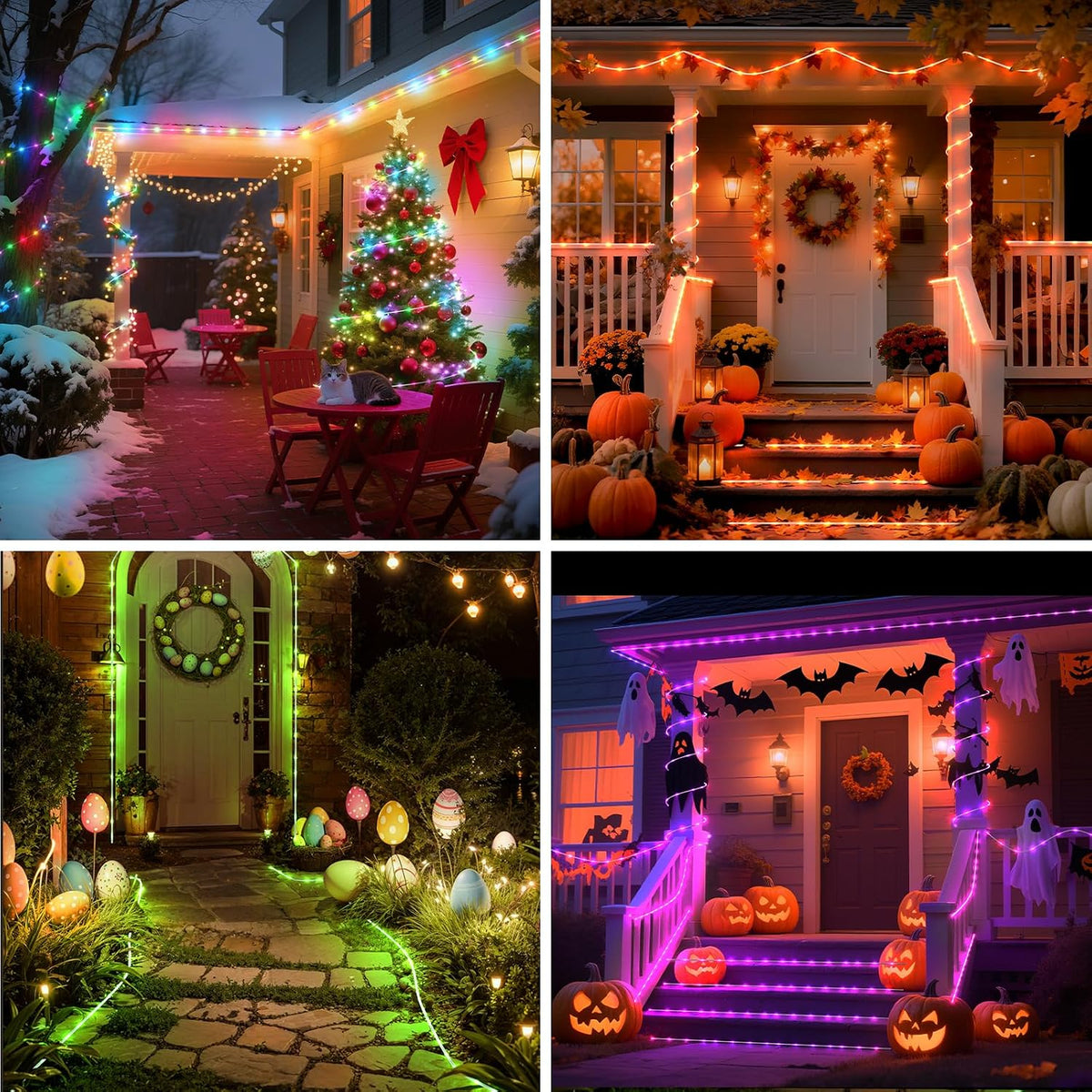 Rope Lights for Outside, 40FT 120LED Color Changing Not Connectable 5mm | 24 Colors RGB, with Plug & Remote, , Waterproof, Timer, for Christmas Halloween Party Camping DIY Tree Trampoline Decoration